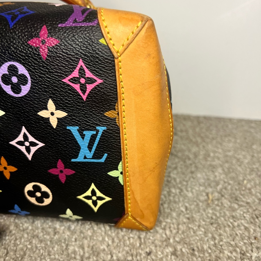 Louis Vuitton Black Murikami Monogram Satchel with Gold Hardware- Authenticated - Picture 7 of 16